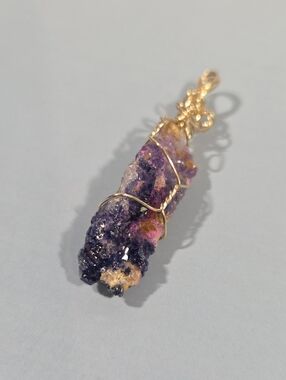 Natural Rare Rough Ruby/ Sapphire Phlogopite 1/20 14K Gold Wirewrapped Pendant